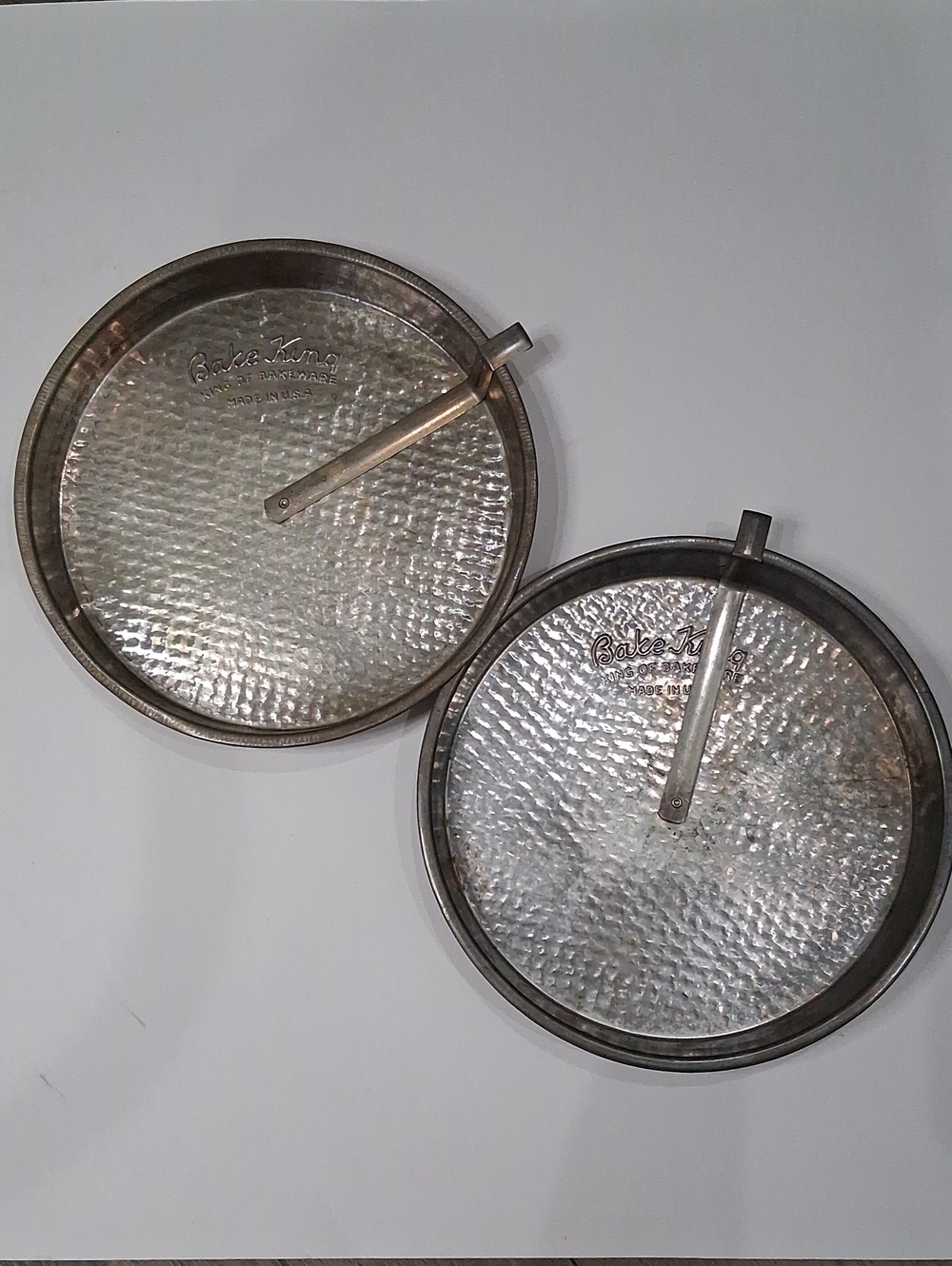 2 Vintage Bake King 8" Textured Cake Pans with Easy Release Slides